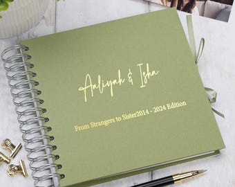 Álbum de recortes de fotos personalizado con cualquier título y texto, impresión en papel metálico