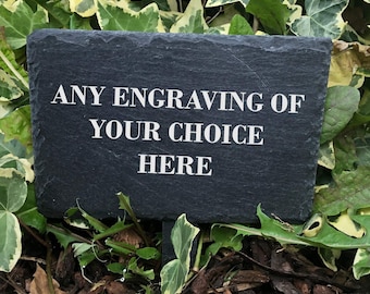 Personalised Slate Plant Marker Garden or Pot Plaque Any Engraving