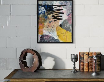 Pintura abstracta original - Arte en técnica mixta sobre lienzo - 16 x 20