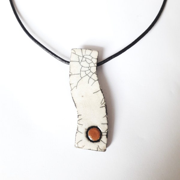 Collier Raku, pendentif en céramique style ethnique