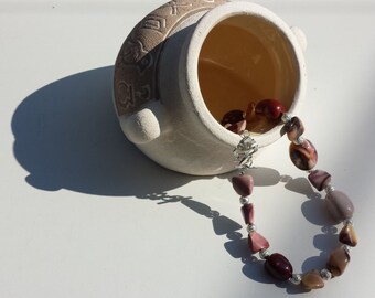 Semi-precious Stone Necklace with Agate Beads, Handmade