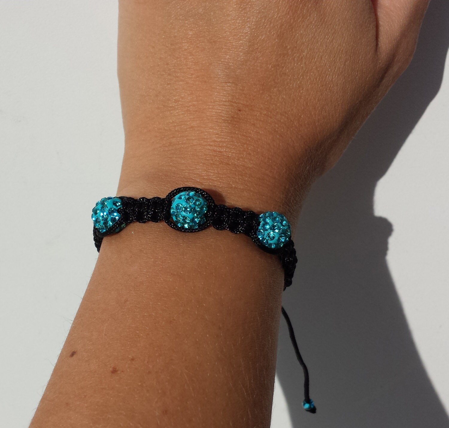 Crystal Macrame Bracelet Blue & Amber