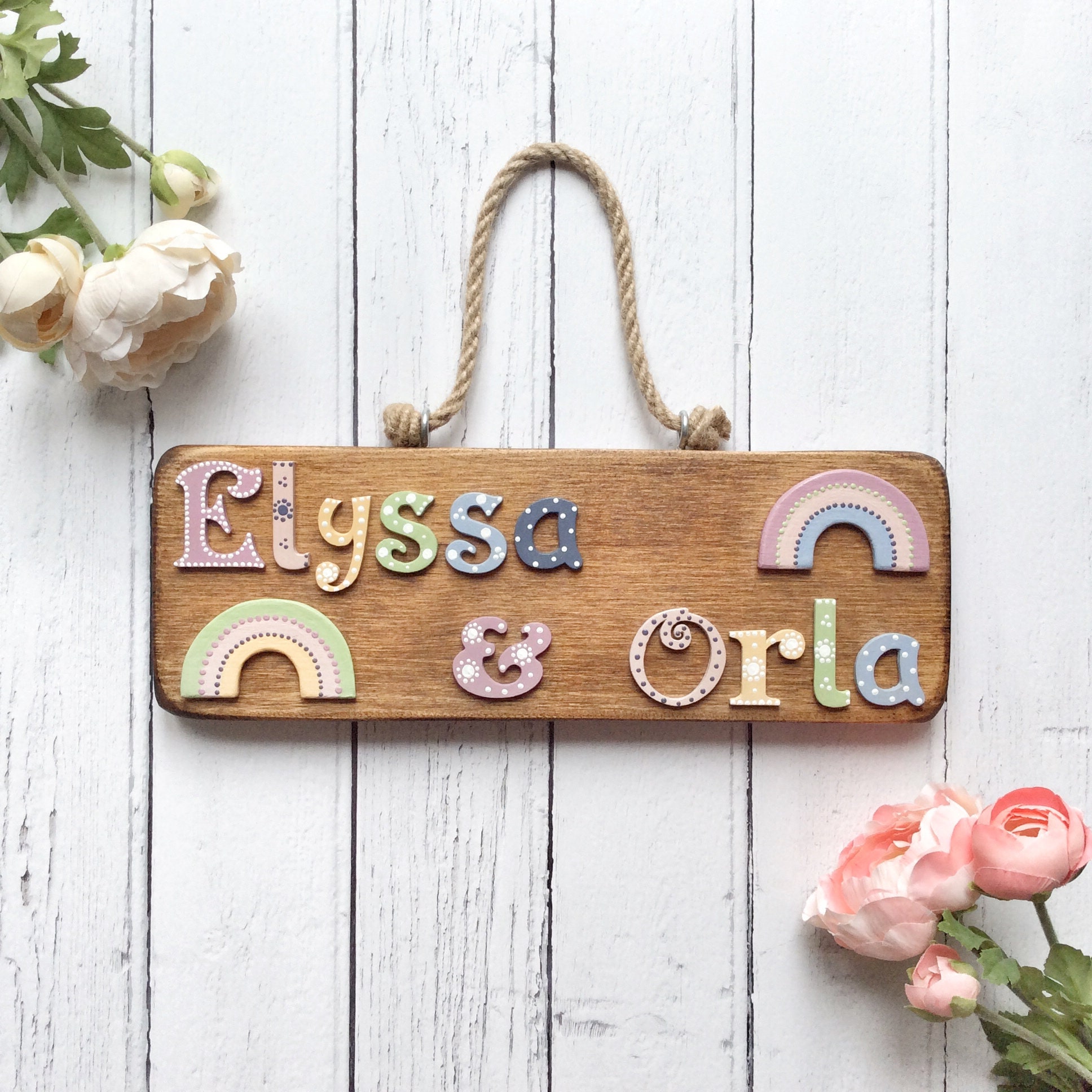 Rainbow Nursery Plaque Personalised Rainbow Sign Rainbow Bedroom Decor Rainbow Nursery Decor New Baby Gift First Birthday Gift