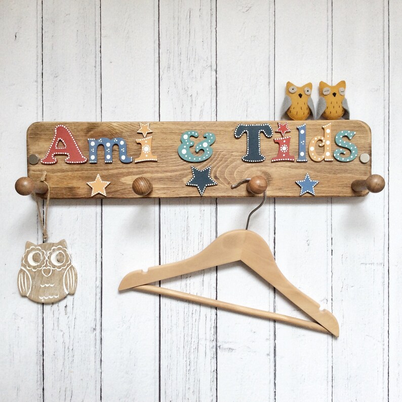 Kids coat hooks Personalised kids coat hooks Personalised Etsy