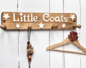 Childs coat hooks - Kids coat pegs - Hallway hooks -  Little Coat hooks - Childrens pegs - Entryway hooks - Kids coat rack - Boot room hooks