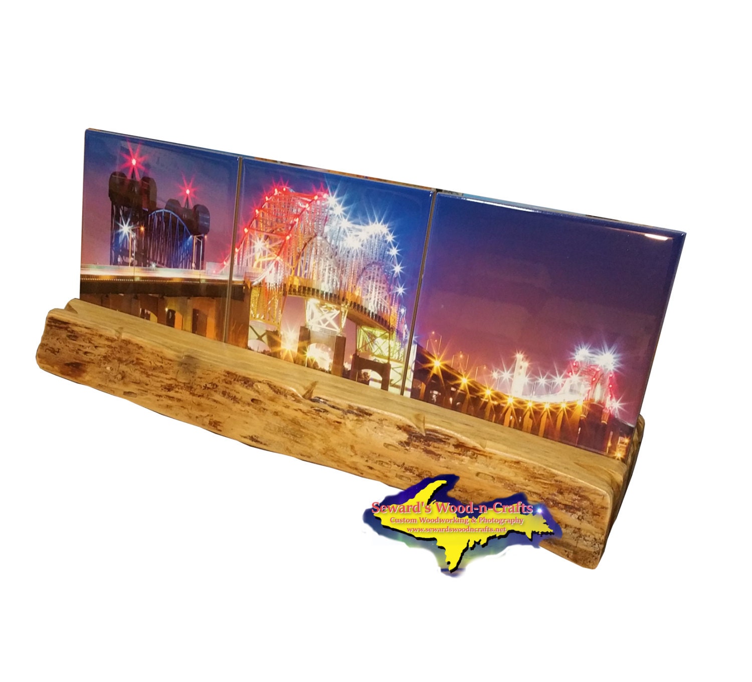 3pc Tile Trivet Set International Bridge -2439  ~ Sault Ste. Marie, Michigan