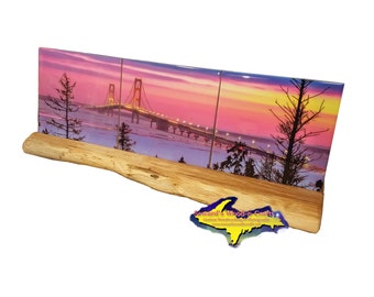 3pc Tile Trivet or Coaster Set Mackinac Bridge -0016  ~ Michigan Gifts on Tile
