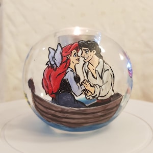 Mermaid kiss the girl votive tea candle holder - hand painted
