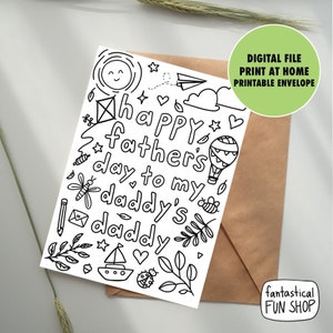 tarjeta del día del padre para abuelo IMPRIMIBLE, tarjeta del día del padre colorable del nieto, tarjeta del abuelo, tarjeta para colorear, descarga instantánea