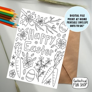Oster Karte zum Ausdrucken, Frohe Ostern zum Ausmalen, Karte für Kinder, Ostern Karte von Kind, von Enkel, von Enkelin, Enkel, SOFORTIGER DOWNLOAD 13x18