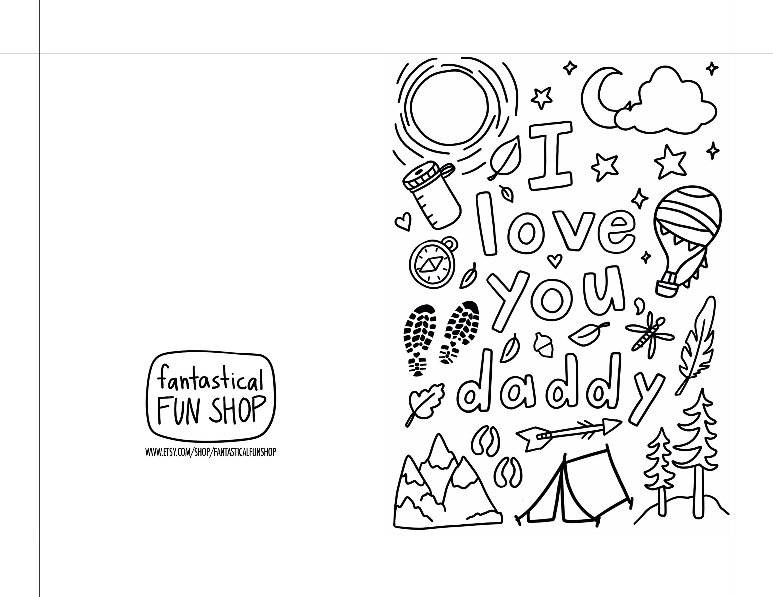 I Love You Daddy Card, Colorable Dad Card, PRINTABLE Father's Day Card ...