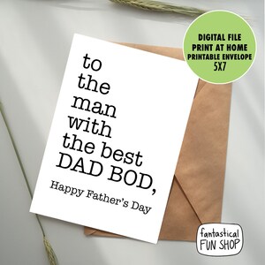 husband father&#39;s day card, PRINTABLE card for husband from wife, dad bod fathers day card, DIGITAL instant download