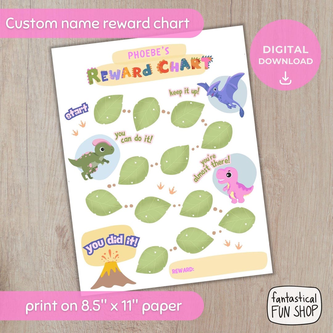 Personalized Dinosaur Reward Chart for Girls (digital Download) - Etsy