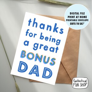 carte de fête des pères bonus papa, carte imprimable pour beau-père, carte de beau-père, carte instadad, téléchargement instantané numérique