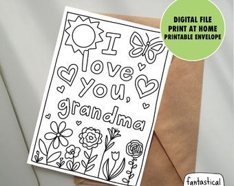 I Love You Grandma Coloring Card: Printable Gift (PDF)