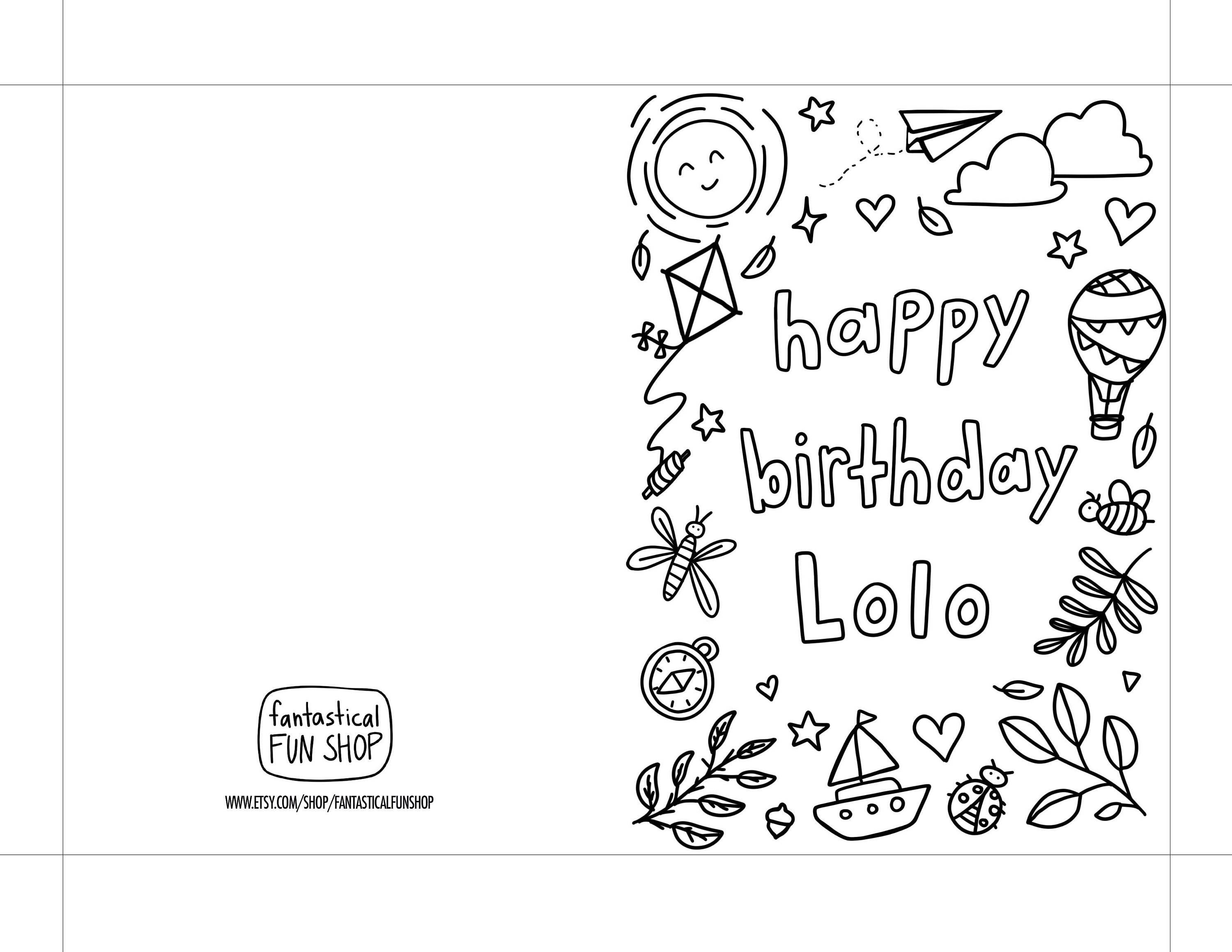 Lolo Birthday Card From Grandchild COLORABLE Card From - Etsy Ireland