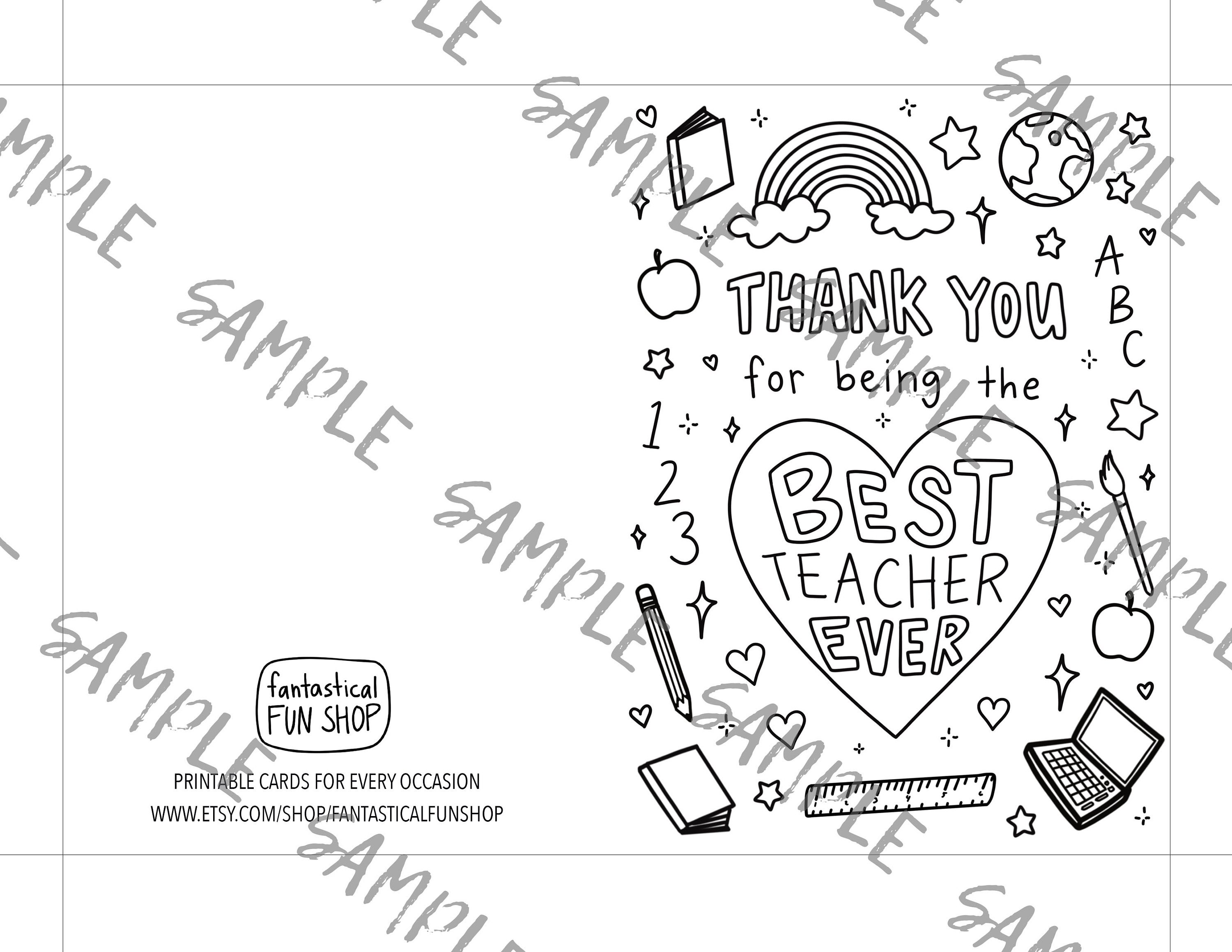 Thank You Card for Teacher PRINTABLE Teacher Appreciation Etsy Australia