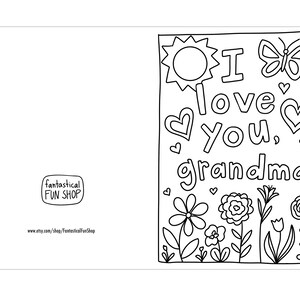 I Love You Grandma Card, Grandmother Card, Coloring Card for Kids, I ...