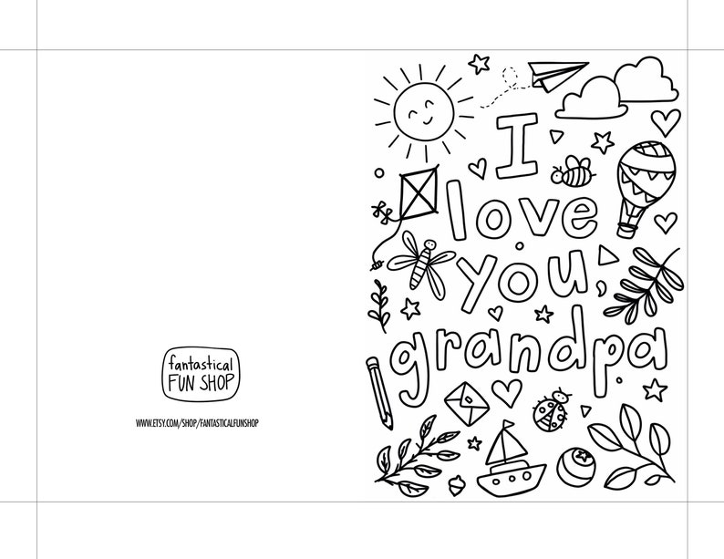 Grandpa Card From Grandchild PRINTABLE Colorable Card for | Etsy