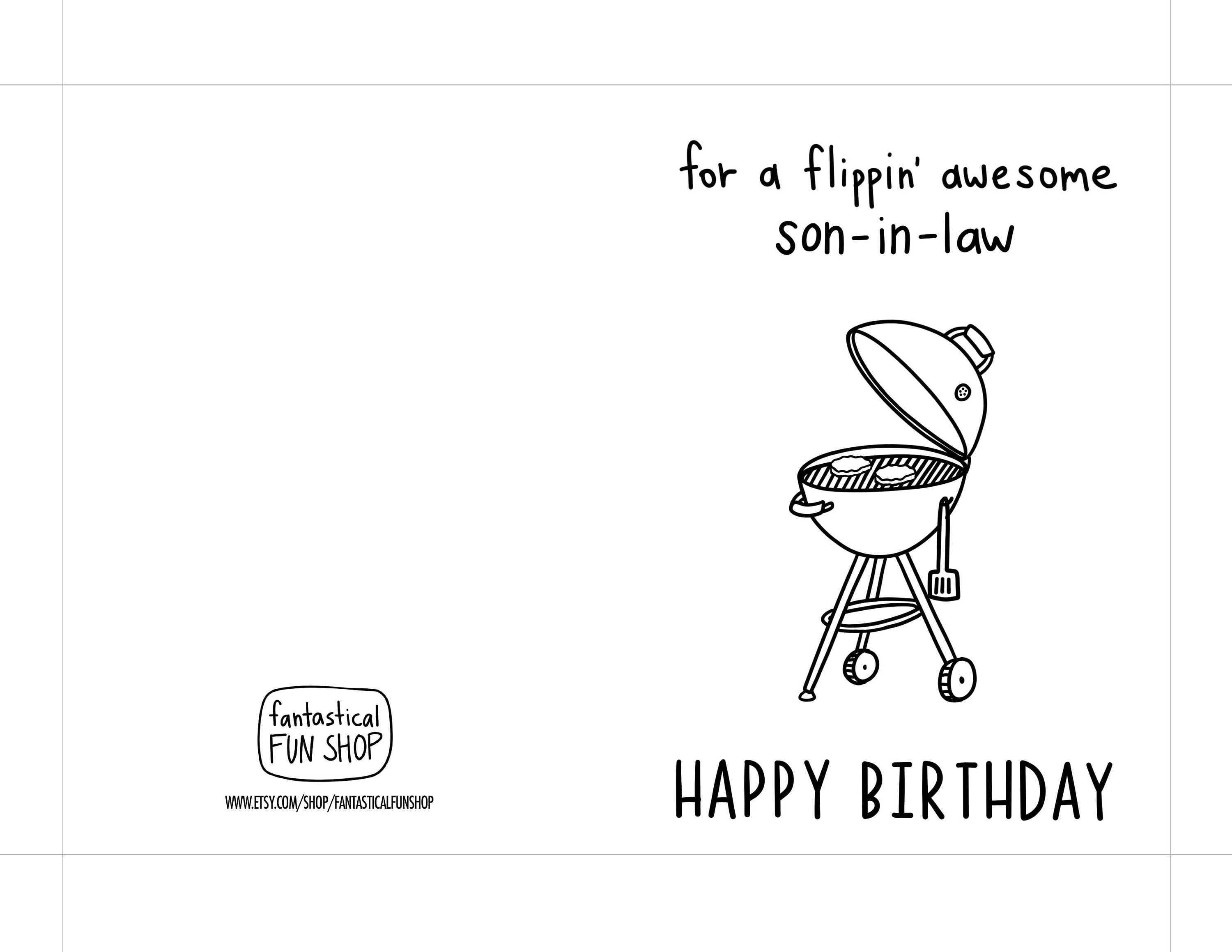 Funny Grilling Son-in-law Birthday Card (digital Download) - Etsy