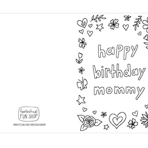 COLORABLE Birthday Card for Mom From Child, From Daughter, From Son ...