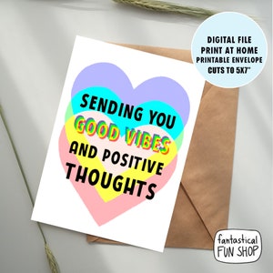 tarjeta de buena vibra, IMPRIMIBLE, tarjeta de vibra positiva, tarjeta de buena suerte, tarjeta de aliento, tarjeta de cáncer, tarjeta de apoyo, DESCARGA INSTANTE digital 5x7