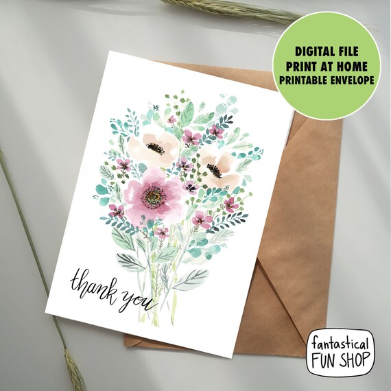 PRINTABLE Thank You Card With Flowers Nurse Appreciation | Etsy