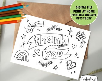 PRINTABLE thank you card from child, COLORABLE card from kid for teacher, nurse, essential worker, from student, from patient, firefighter