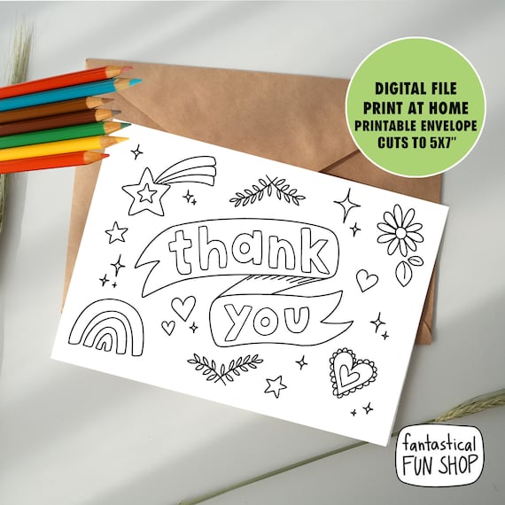 PRINTABLE Thank You Card From Child COLORABLE Card From Kid - Etsy