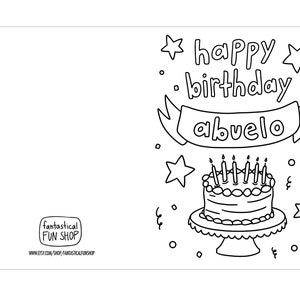 Abuelo Birthday Card From Child PRINTABLE Colorable Card From - Etsy