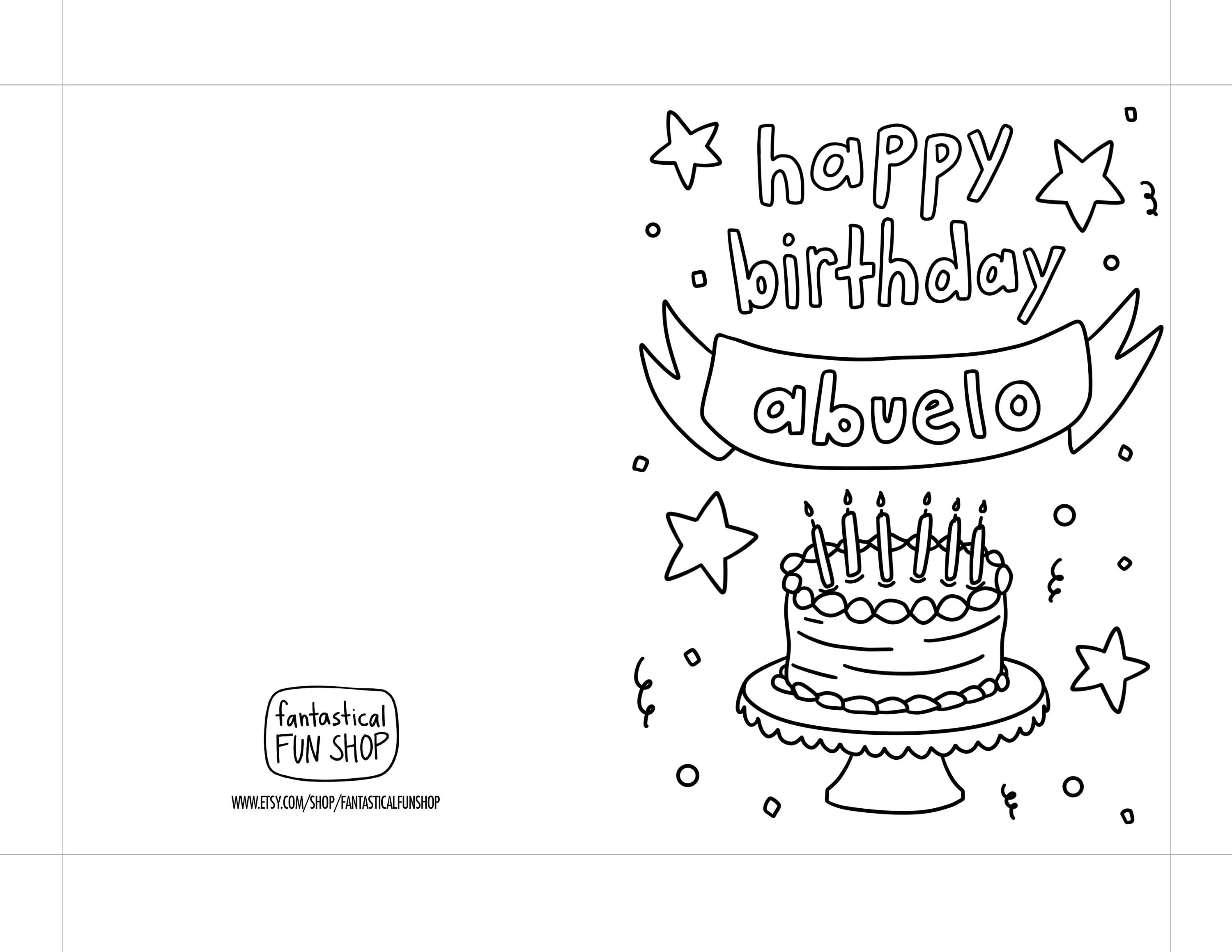 Abuelo Birthday Card From Child PRINTABLE Colorable Card From - Etsy