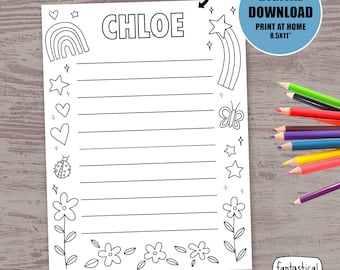 Personalized Kids Stationery: Custom Lined Paper (Digital Download)