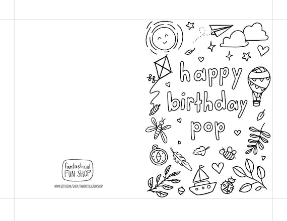 happy birthday pop printable colorable card for kids print etsy ireland