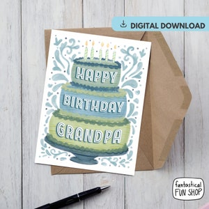 Happy Birthday Grandpa PRINTABLE birthday card - Instant Download Birthday Card for Grampa - A7 size - 5x7'' Digital Download