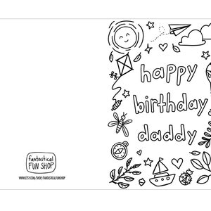 PRINTABLE Birthday Card for Dad From Child, Print at Home and Color ...
