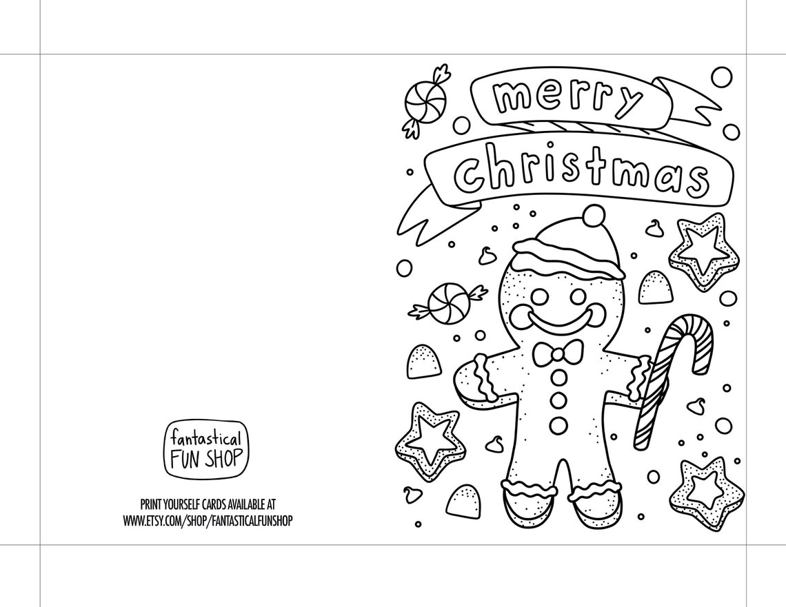 PRINTABLE Kids Christmas Card to Color Children's - Etsy