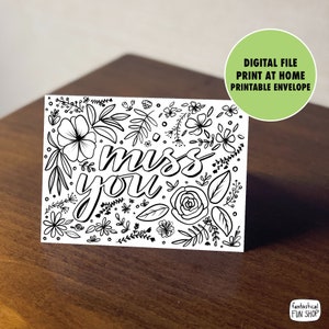 cartão de saudades para impressão, cartão de quarentena, colorido, pensando em você, só porque, download digital, amigo, cartão de doodle, cartão para colorir