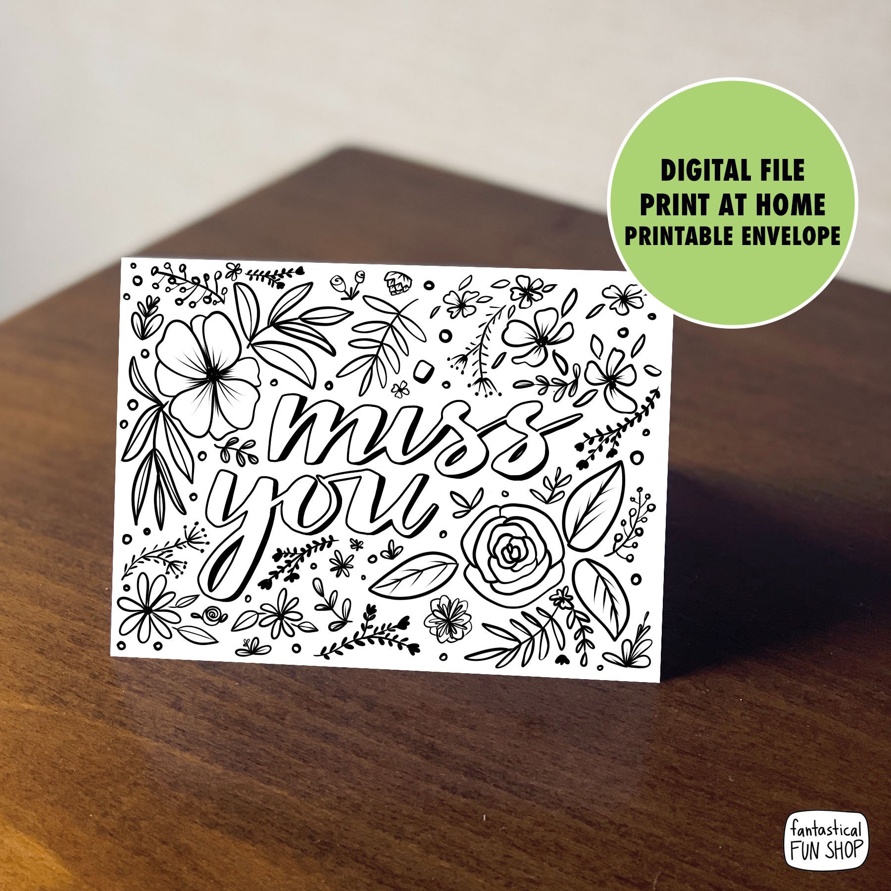 Printable Miss You Card: Doodle Coloring Page (digital Download) - Etsy
