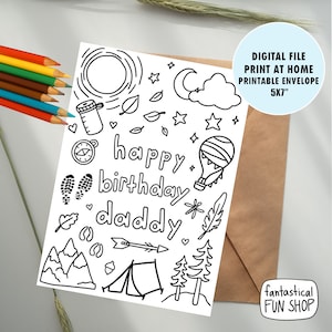 Alles Gute zum Geburtstag Papa DRUCKBARE Karte für Papa von Kind, zu Hause drucken und färben, ausmalbare Karte von Sohn oder Tochter, 5x7 INSTANT DOWNLOAD