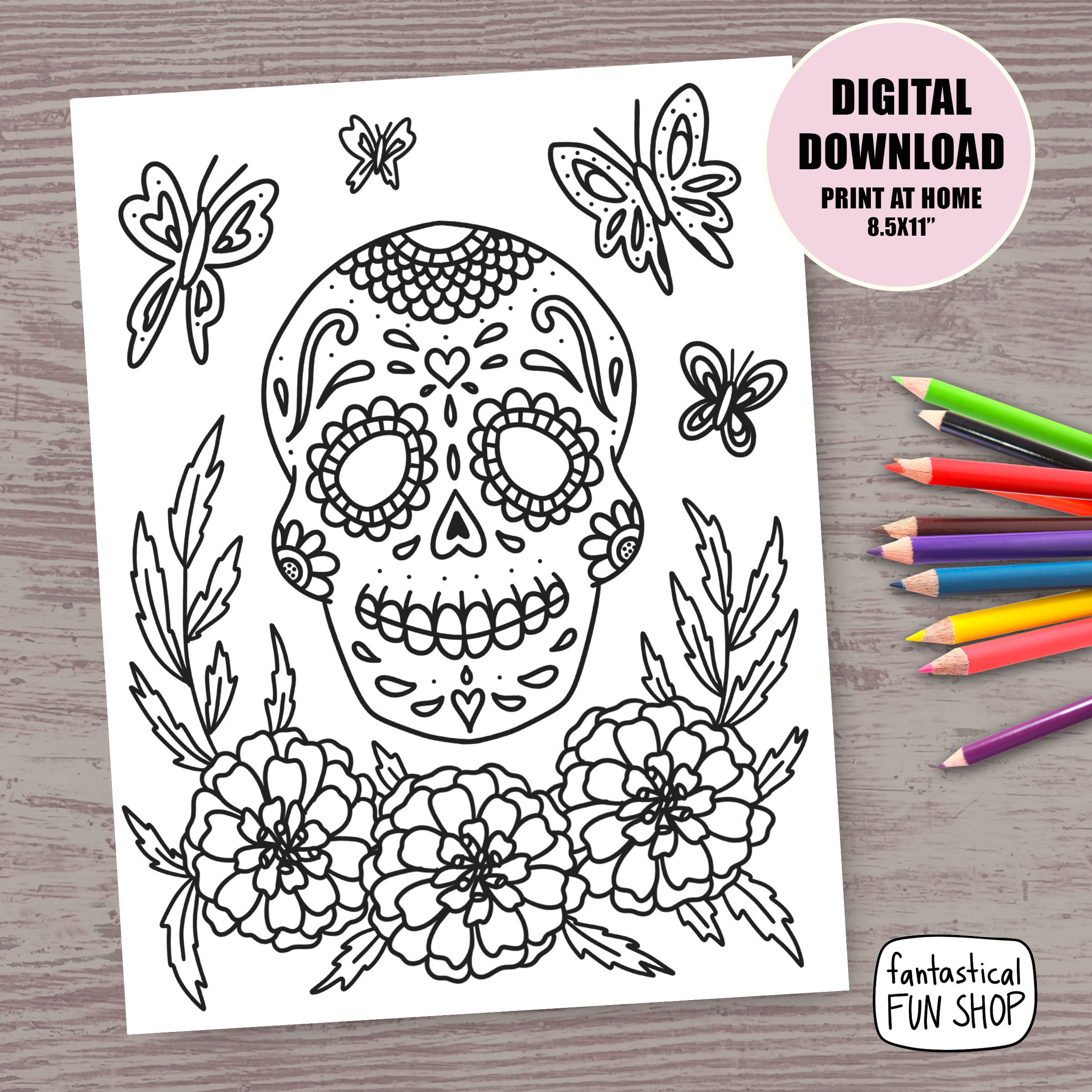 Sugar Skull Blank Coloring Pages