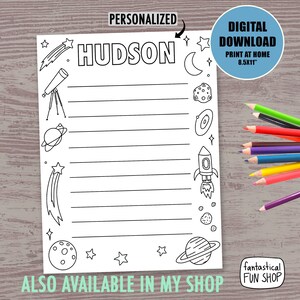 Kids Stationary PRINTABLE, Personalized Stationery for Child, Custom ...