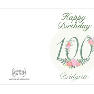 100th Birthday Card, Personalized PRINTABLE Elderly Birthday Card With ...