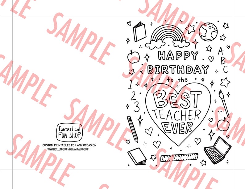 Happy Birthday Teacher Card Colorable - Il 794xN.4720009161 Ib8t 