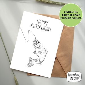 cartão de APOSENTADORIA para imprimir para ele, cartão de pesca, DOWNLOAD INSTANTÂNEO, imprimir em casa cartão de aposentadoria feliz, cartão de pesca, parabéns