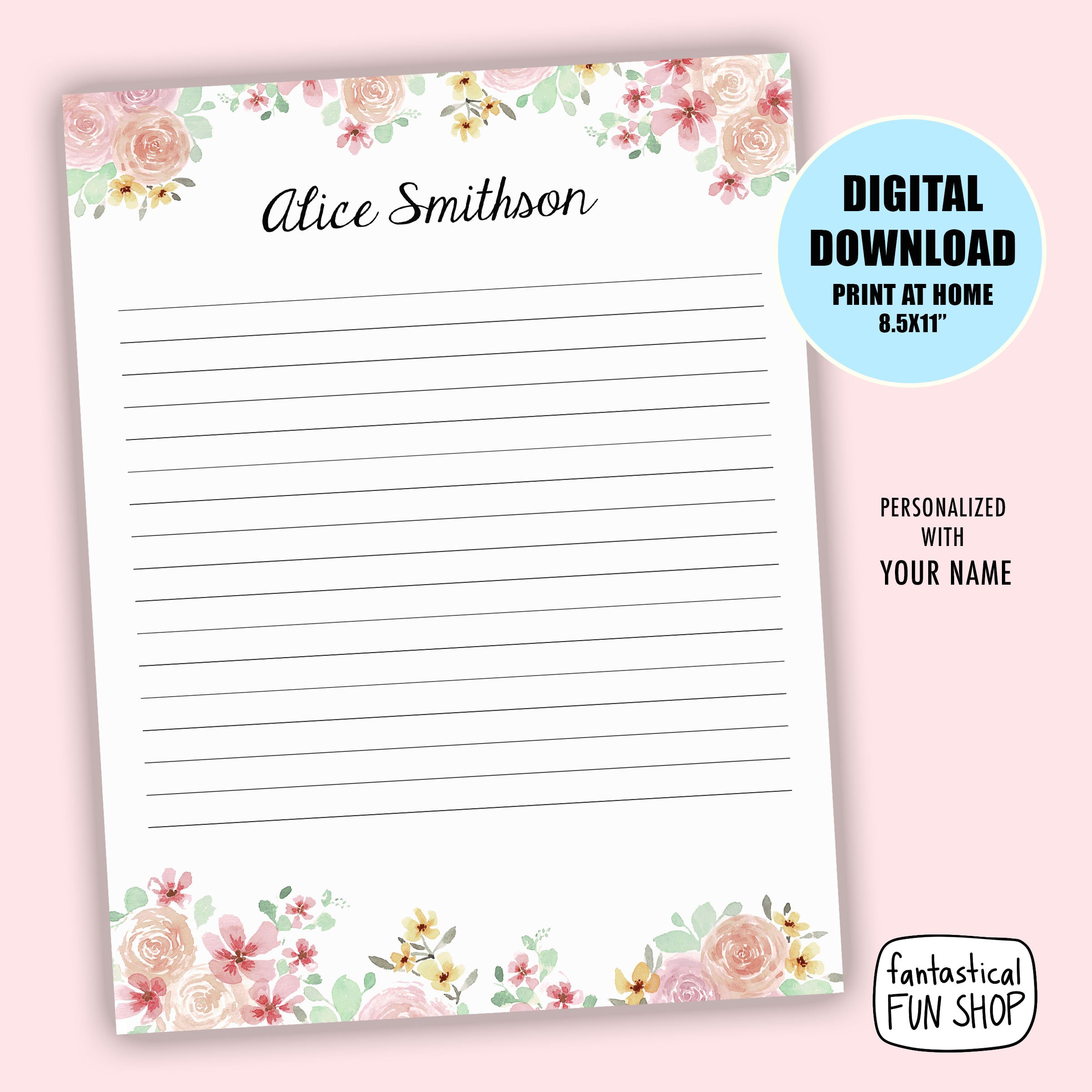 PRINTABLE stationery personalized stationery stationary with Etsy
