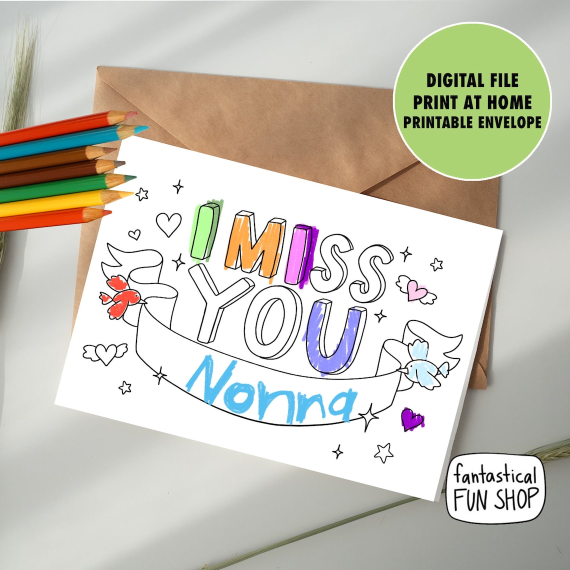 I Miss You Card PRINTABLE Kids Card to Color Kid Activity - Etsy