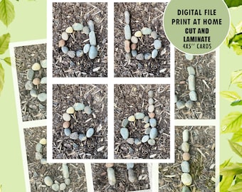 Nature Alphabet Flashcards: Rocks & Pebbles Lowercase Letters (Digital Download)