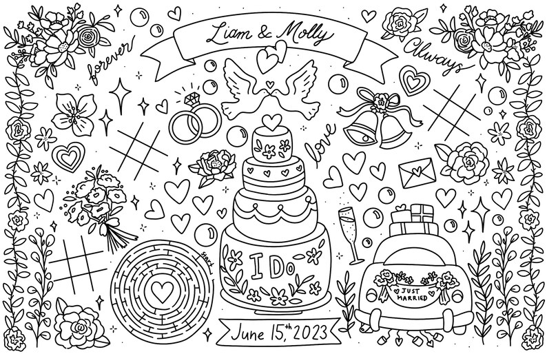 PRINTABLE Wedding Activity Placemat Custom Personalized - Etsy