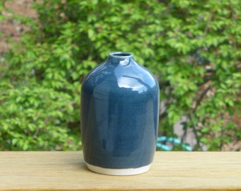 Teal blue porcelain bud vase