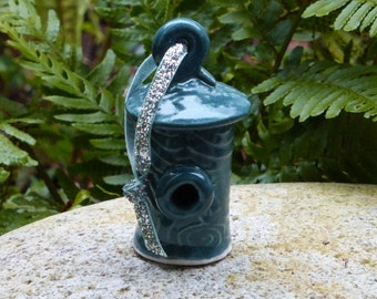 Porcelain birdhouse ornament